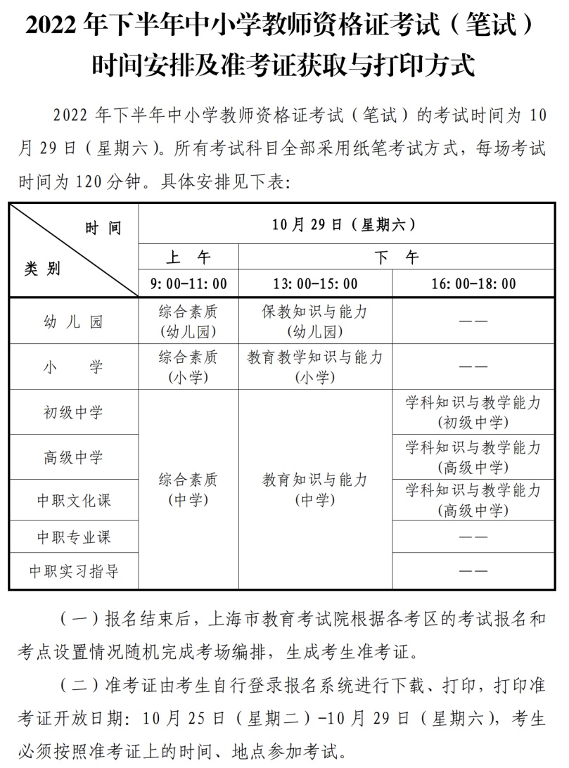 上海2022年下半年教师资格笔试今日起报名，别错过